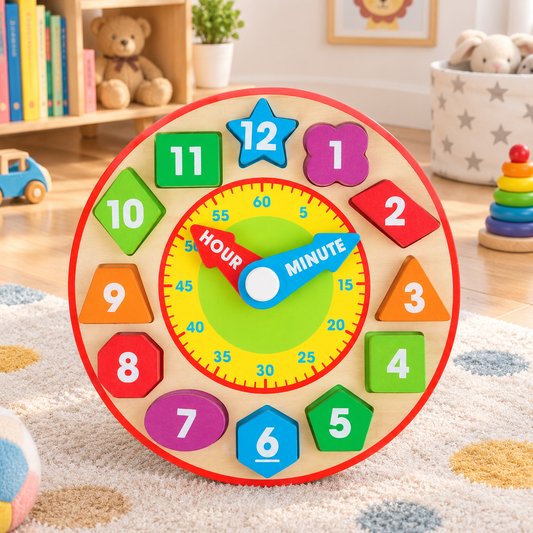 Wooden Shape Sorting Learning Clock