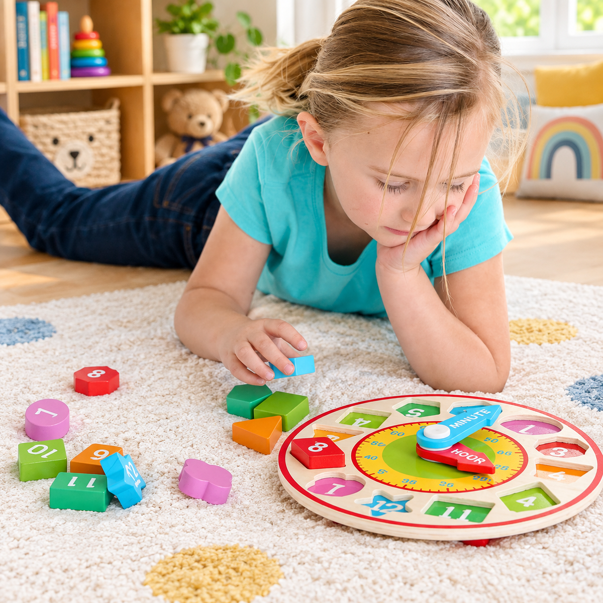 Wooden Shape Sorting Learning Clock