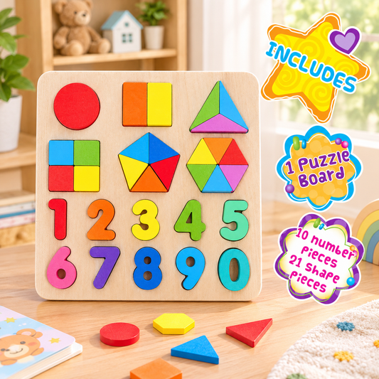 Wooden Shape & Number Learning Puzzle