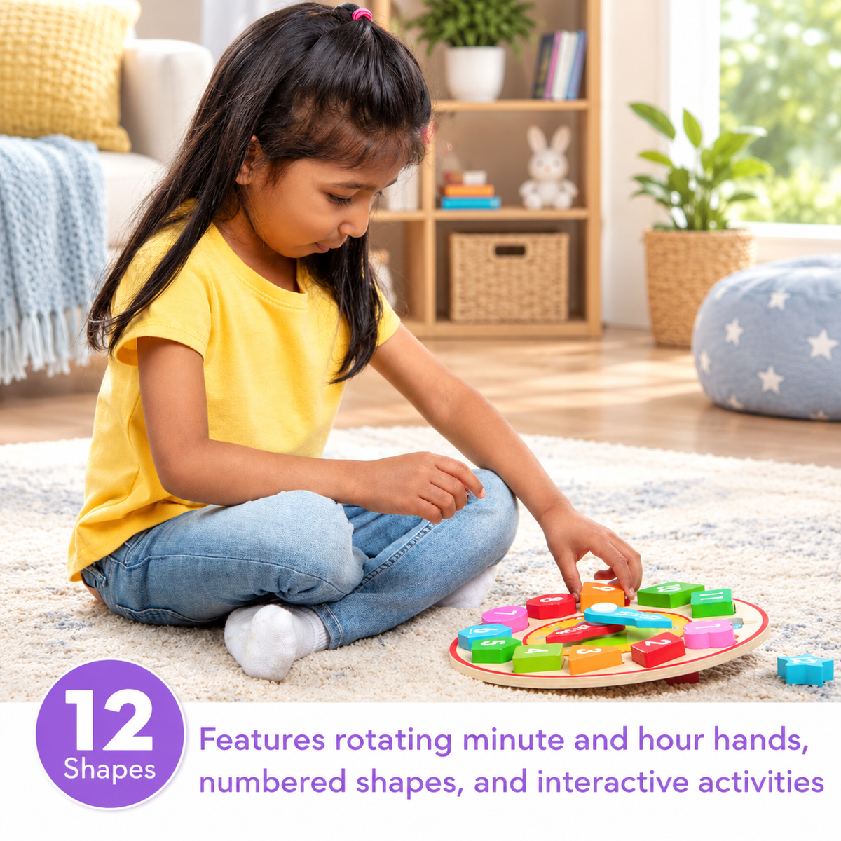 Wooden Shape Sorting Learning Clock
