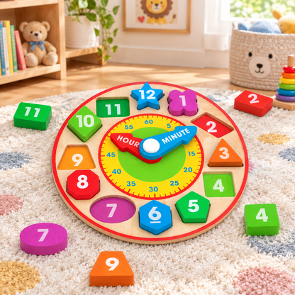 Wooden Shape Sorting Learning Clock