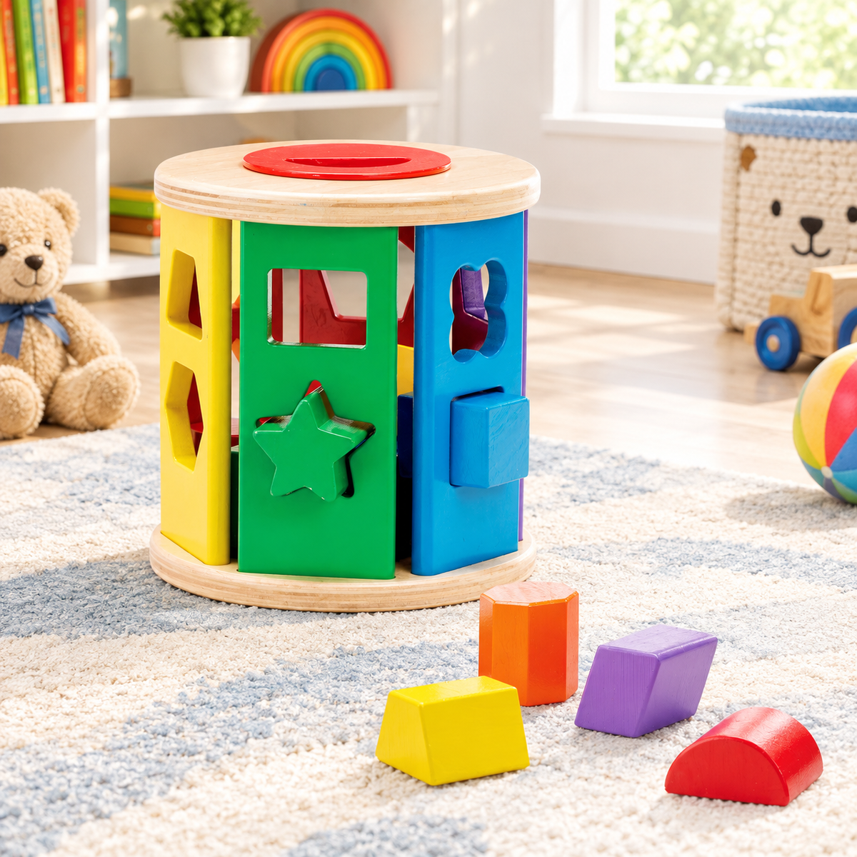 Wooden Match & Roll Shape Sorter