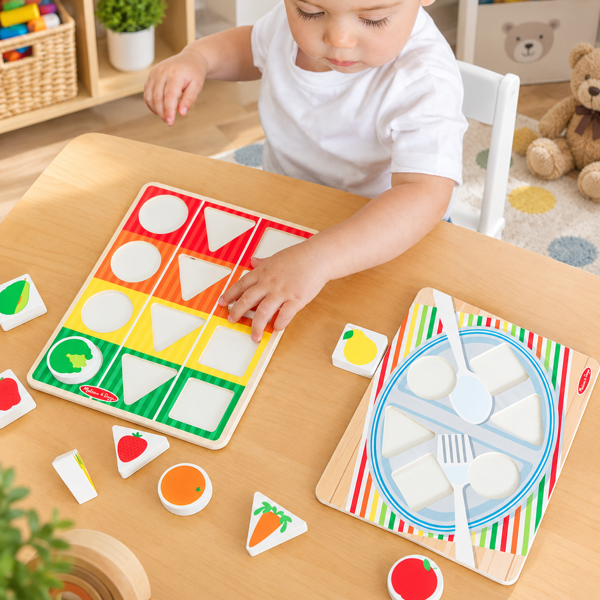 Wooden Shape Sorting Grocery Cart