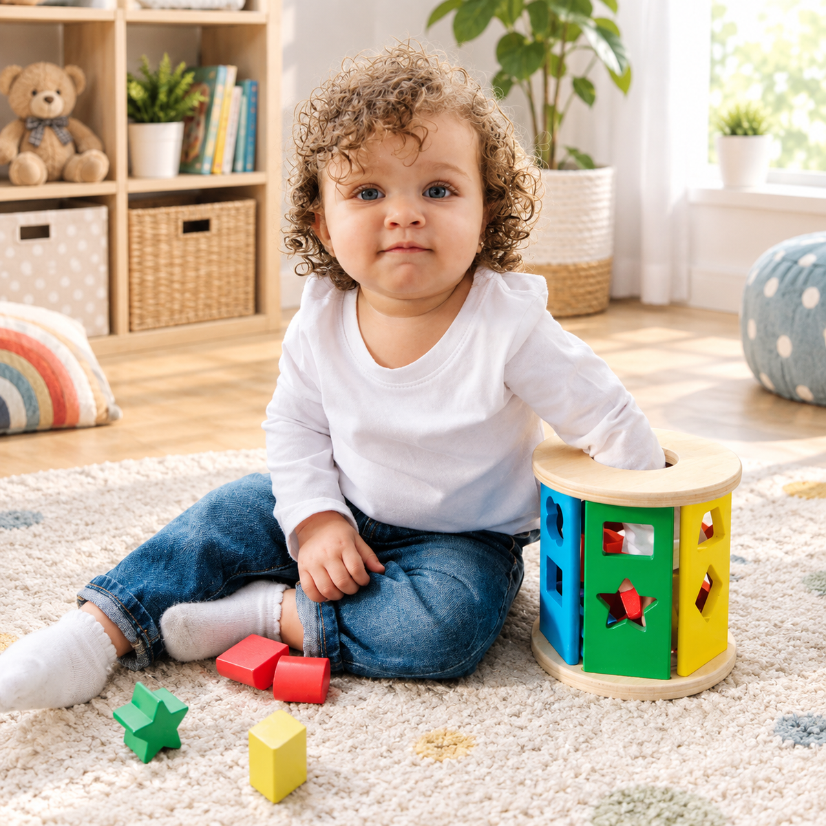 Wooden Match & Roll Shape Sorter