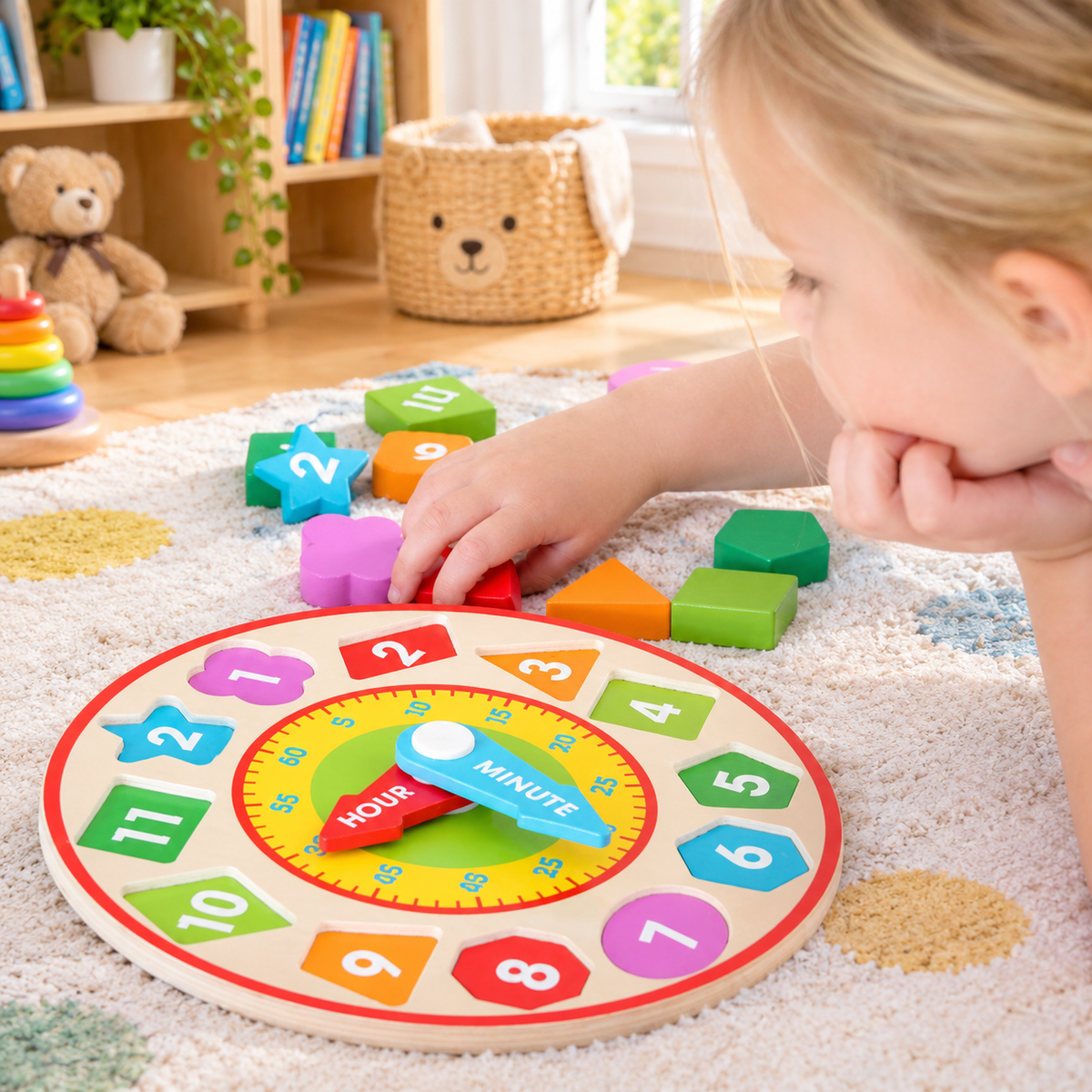 Wooden Shape Sorting Learning Clock